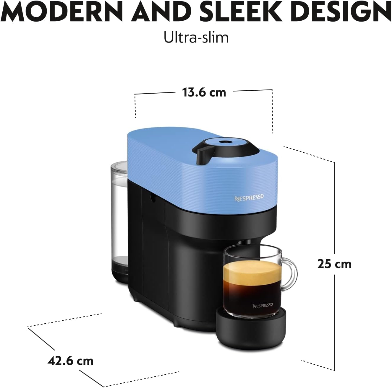 NESPRESSO Vertuo Pop Blue Coffee MachineKitchen AppliancesAdd a touch of colour to your life with the Nespresso Vertuo Pop machine.Bursting in a range of six vibrant colours, from Spicy Red to Pacific Blue, Vertuo Pop makes a bold statement to match your
